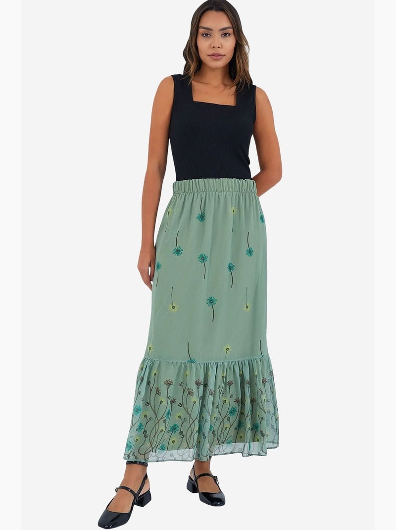 Maxi-rok met bloemenprint bdart Pastelgroen - Kiabi
