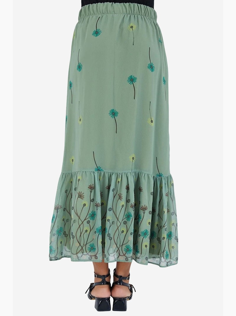 Maxi-rok met bloemenprint bdart Pastelgroen - Kiabi