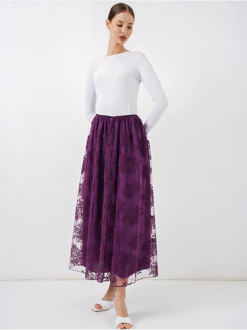 Maxi-rok met bloemenprint en hoge taille bdart - Kiabi