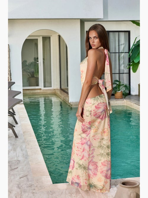 Maxi-rok met bloemenprint en lage taille hiccup - Kiabi