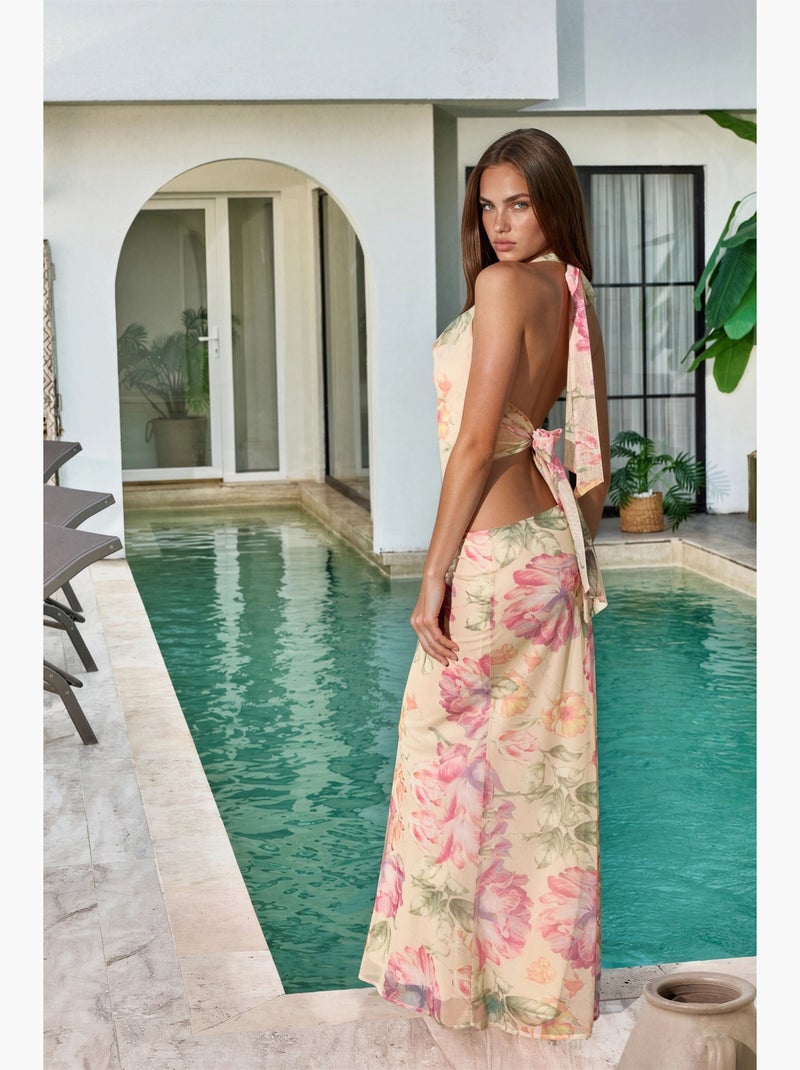 Maxi-rok met bloemenprint en lage taille hiccup Multicolor - Kiabi