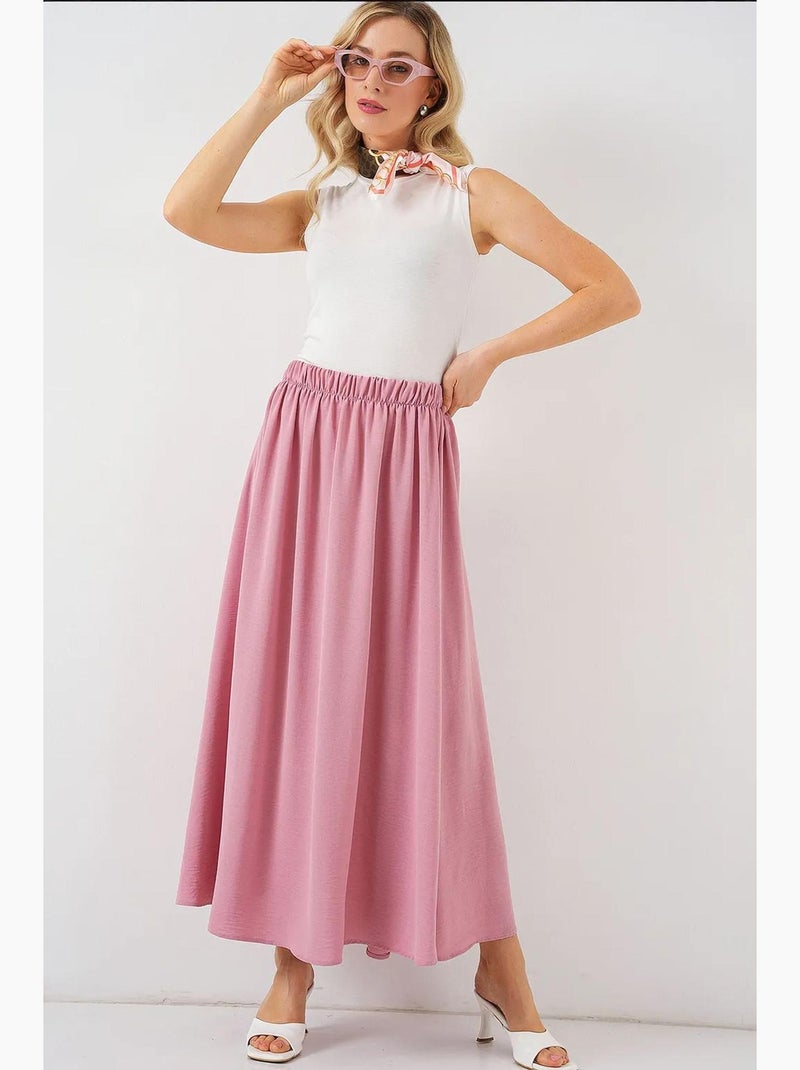 Maxi-rok met elastische taille bdart Bleekroze - Kiabi