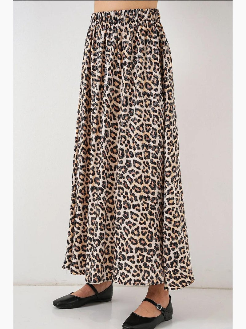 Maxi-rok met elastische taille bdart Bruin - Kiabi