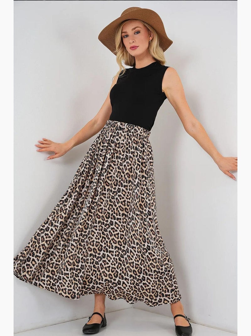 Maxi-rok met elastische taille bdart Bruin - Kiabi