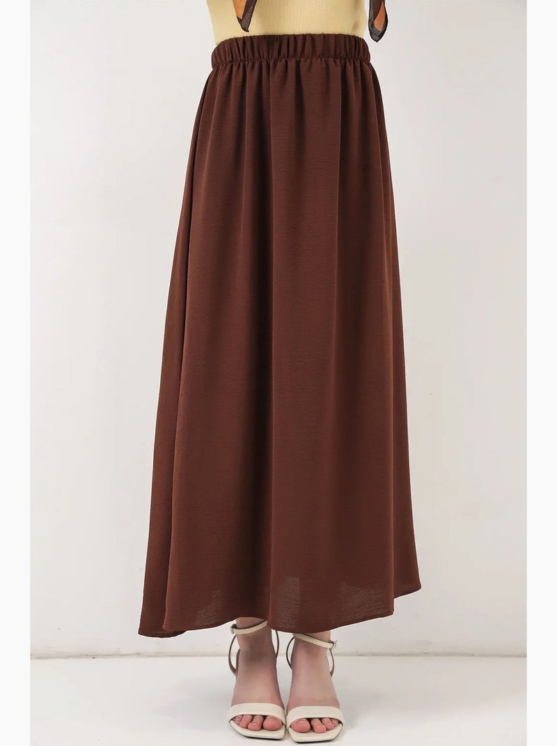 Maxi-rok met elastische taille bdart Chocoladebruin - Kiabi