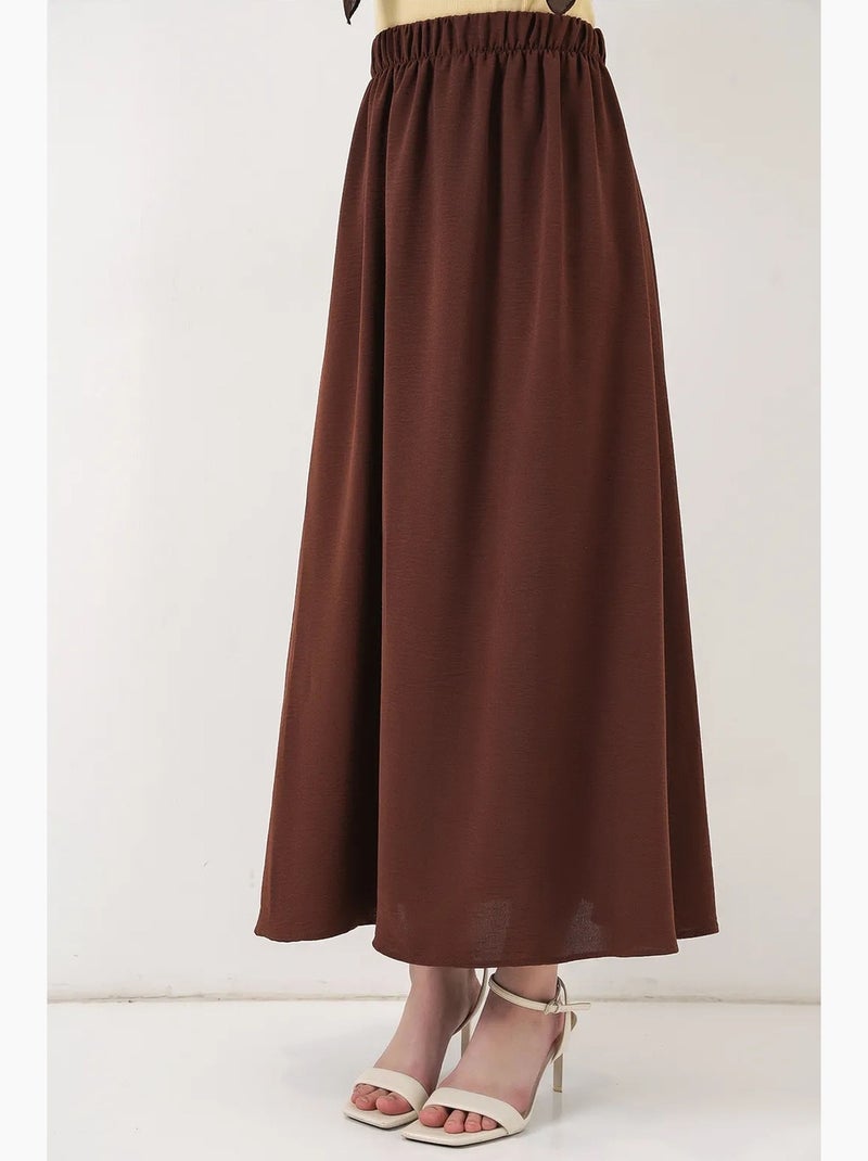 Maxi-rok met elastische taille bdart Chocoladebruin - Kiabi