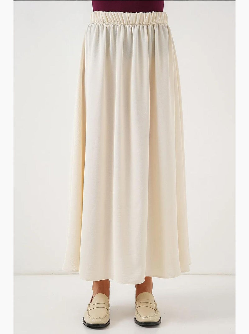 Maxi-rok met elastische taille bdart Crème - Kiabi