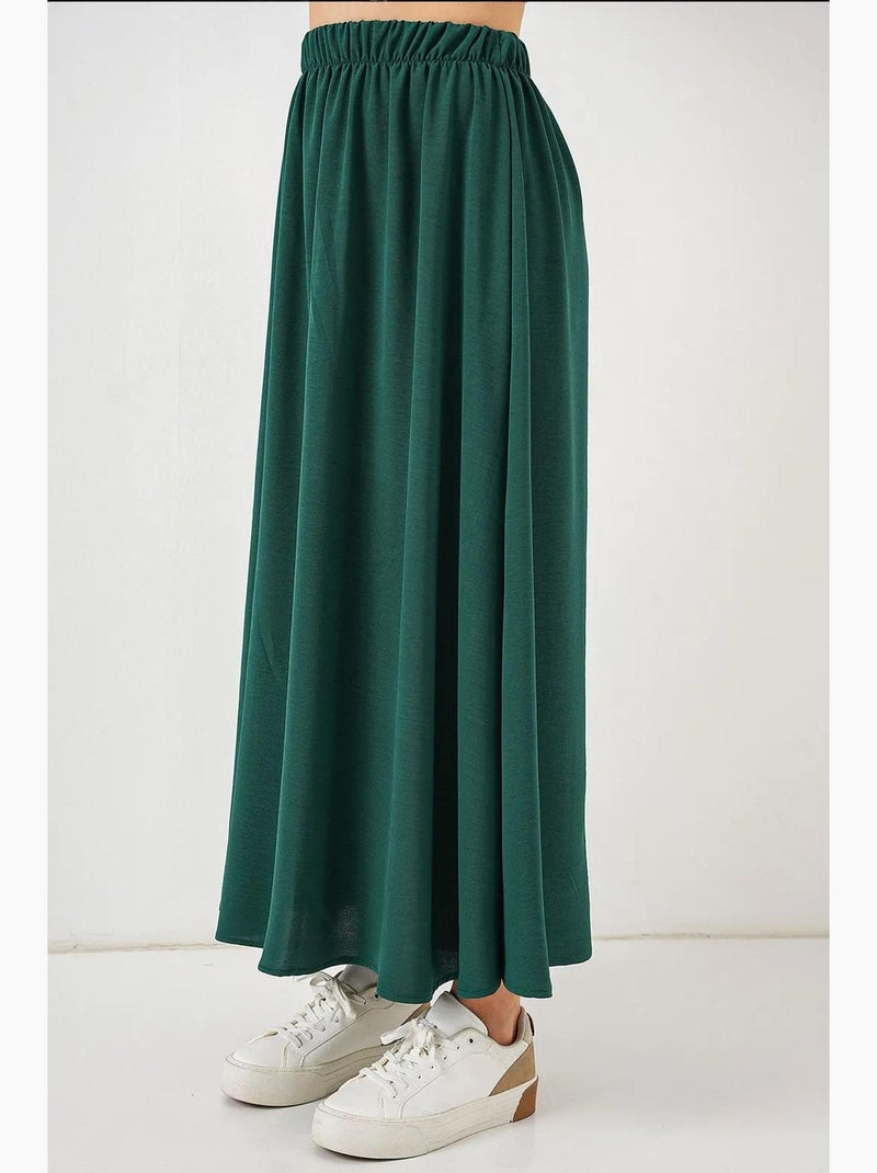Maxi-rok met elastische taille bdart Donkergroen - Kiabi