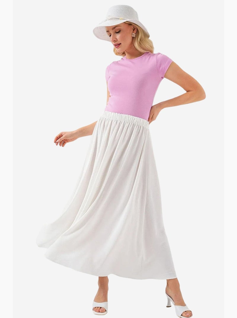Maxi-rok met elastische taille bdart Wit - Kiabi