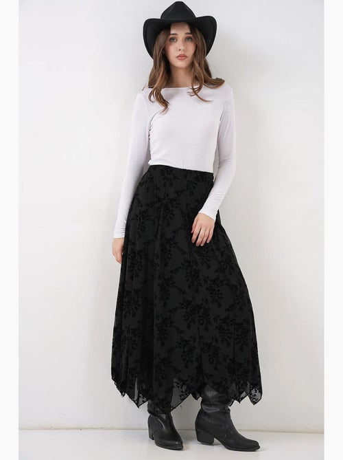 Maxi-rok met hoge taille, bloemenprint en a-lijn bdart - Kiabi