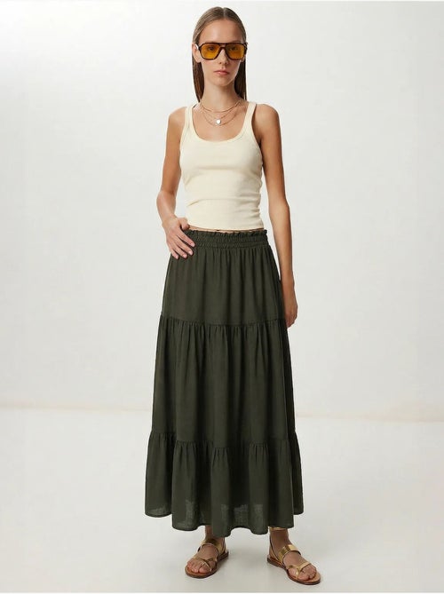 Maxi rok met hoge taille en a-lijn model istanbul - Kiabi
