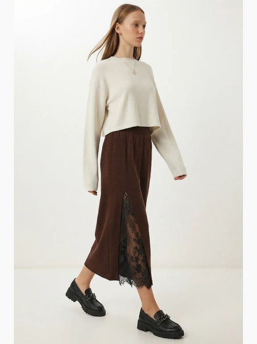 Maxi-rok met hoge taille en kant istanbul - Kiabi