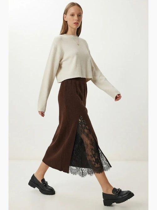 Maxi-rok met hoge taille en kant istanbul - Kiabi
