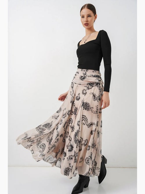 Maxi-rok met hoge taille en paisleyprint bdart - Kiabi