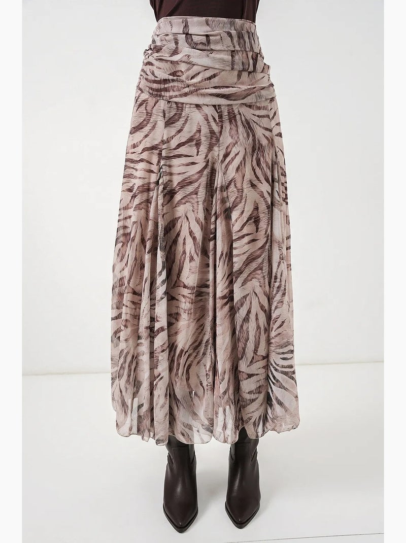 Maxi-rok met hoge taille en paisleyprint bdart Ivoor - Kiabi