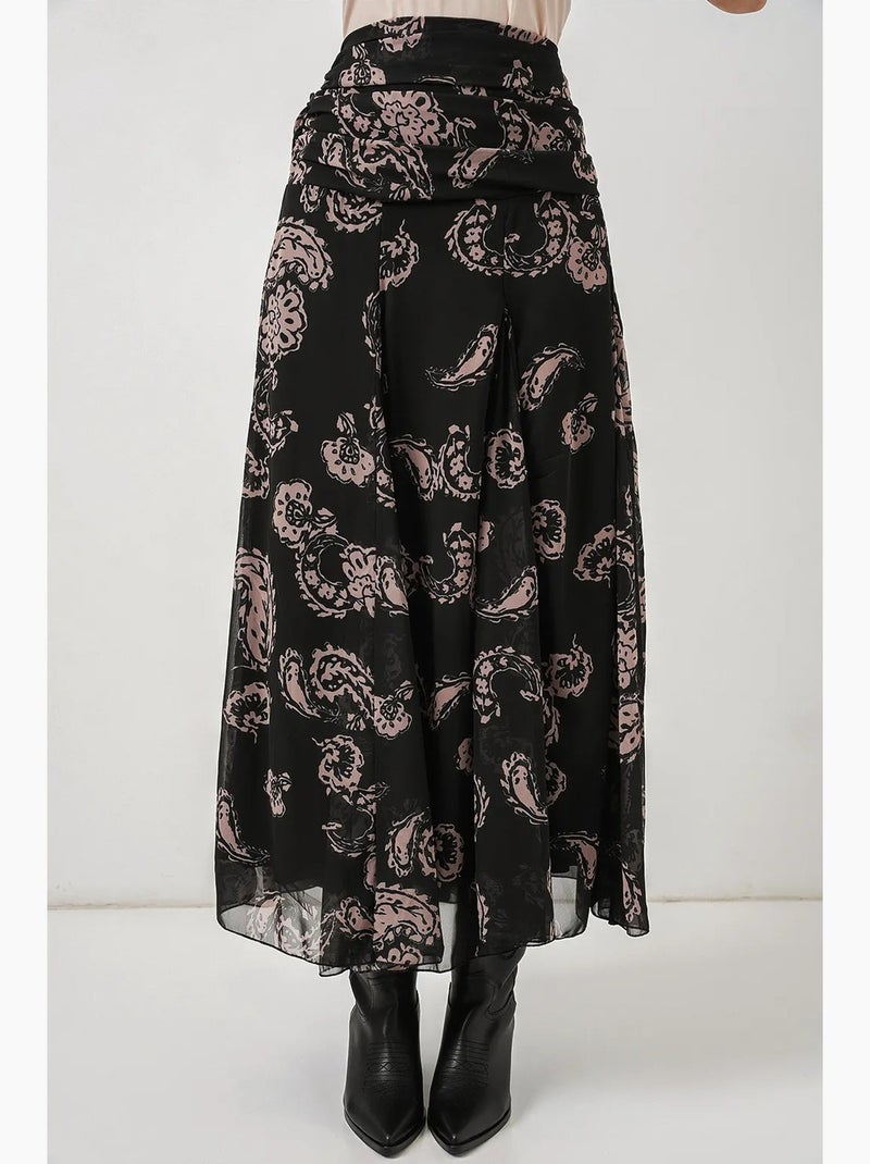 Maxi-rok met hoge taille en paisleyprint bdart Zwart - Kiabi