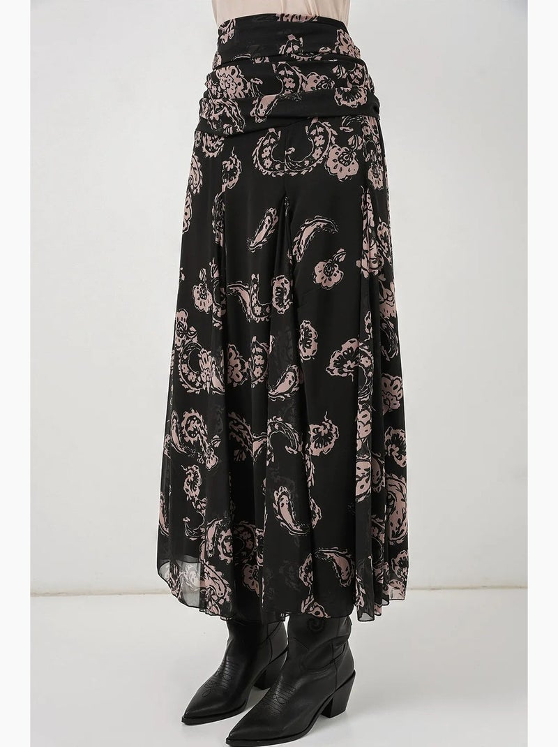 Maxi-rok met hoge taille en paisleyprint bdart Zwart - Kiabi
