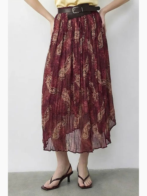 Maxi-rok met hoge taille en paisleyprint, inclusief riem. Lucci - Kiabi