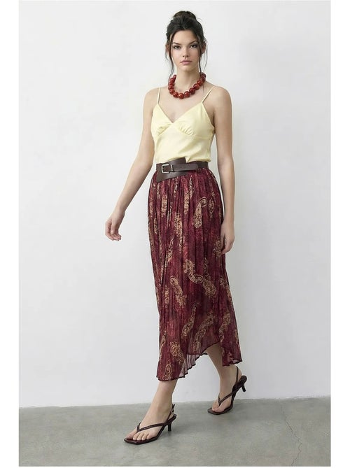 Maxi-rok met hoge taille en paisleyprint, inclusief riem. Lucci - Kiabi