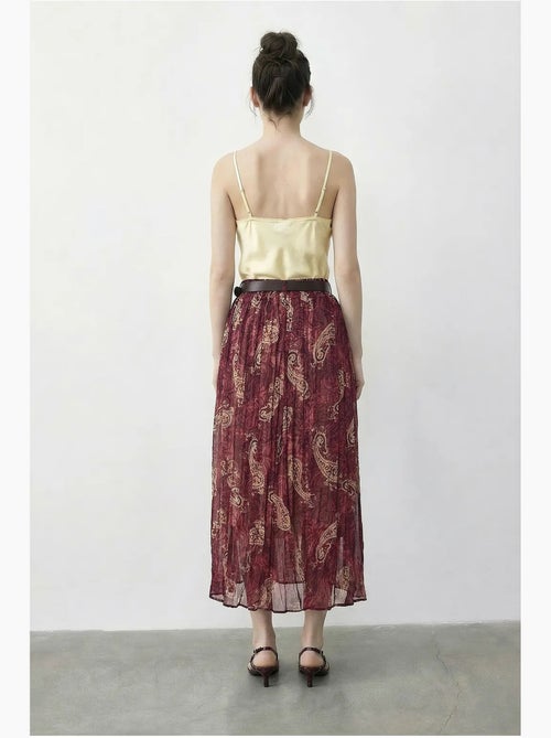 Maxi-rok met hoge taille en paisleyprint, inclusief riem. Lucci - Kiabi