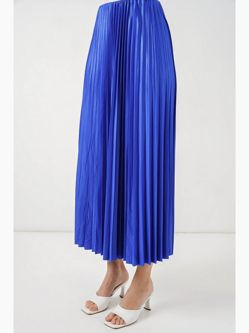 Maxi-rok met hoge taille en plooien bdart Kobaltblauw - Kiabi