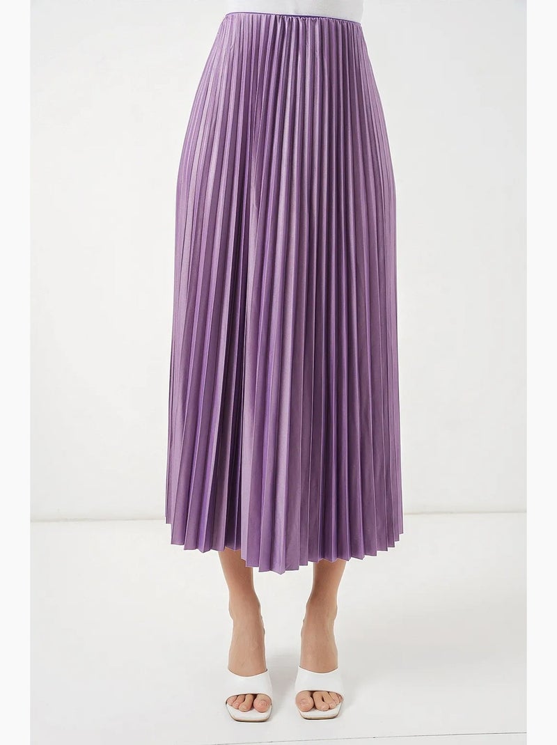 Maxi-rok met hoge taille en plooien bdart Lavendel - Kiabi