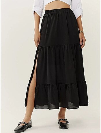 Maxi-rok met hoge taille en split