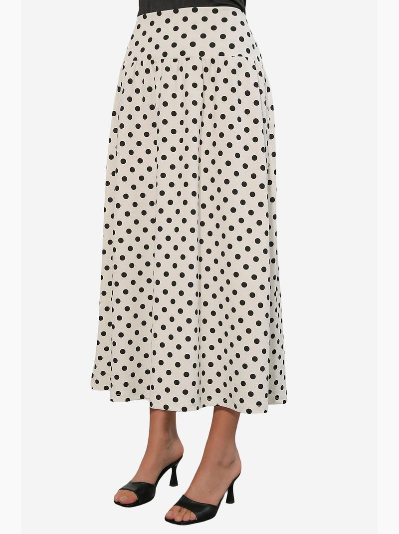 Maxi-rok met hoge taille en stippen bdart Wit Zwart - Kiabi