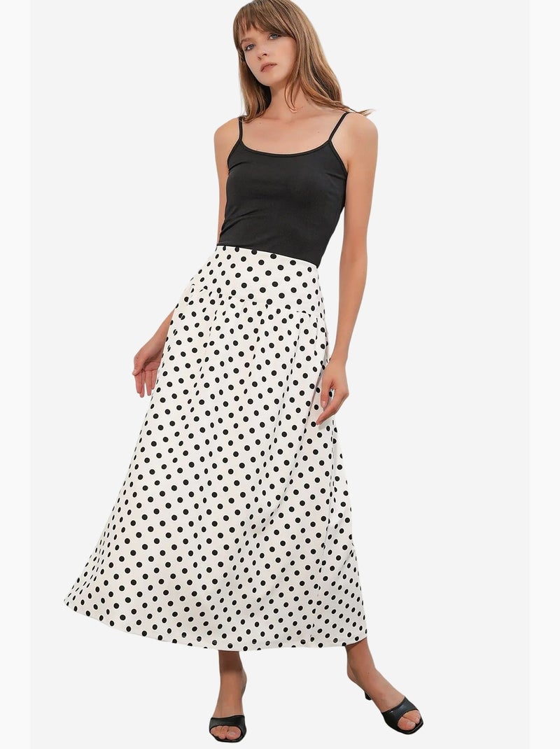 Maxi-rok met hoge taille en stippen bdart Wit Zwart - Kiabi