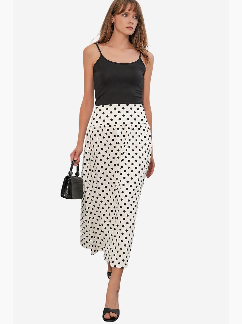 Maxi-rok met hoge taille en stippen bdart Wit Zwart - Kiabi