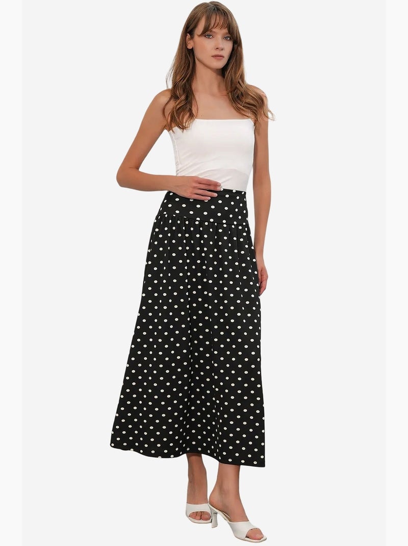 Maxi-rok met hoge taille en stippen bdart Zwart - Kiabi