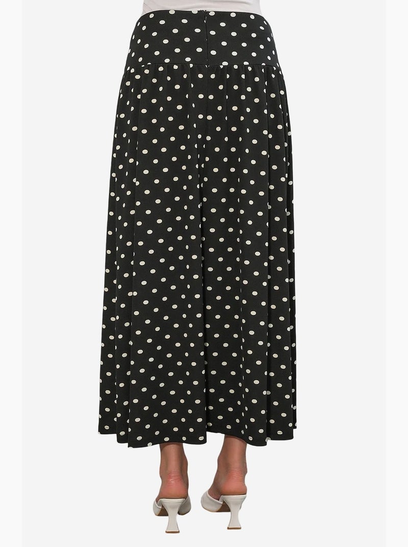 Maxi-rok met hoge taille en stippen bdart Zwart - Kiabi