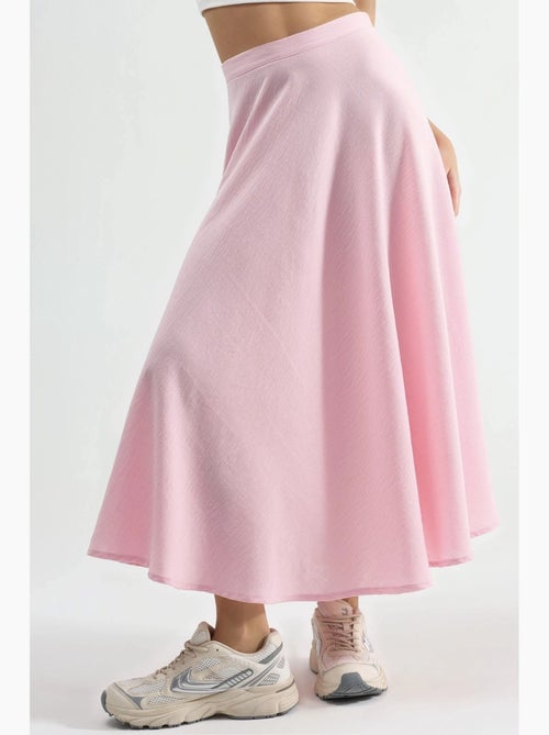 Maxi-rok met hoge taille en textuur in a-lijn busem - Kiabi