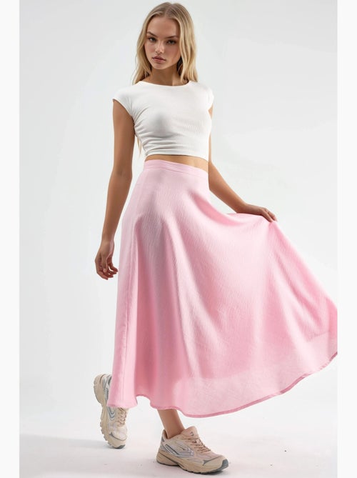 Maxi-rok met hoge taille en textuur in a-lijn busem - Kiabi