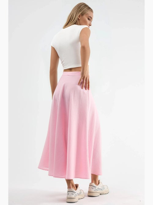 Maxi-rok met hoge taille en textuur in a-lijn busem - Kiabi