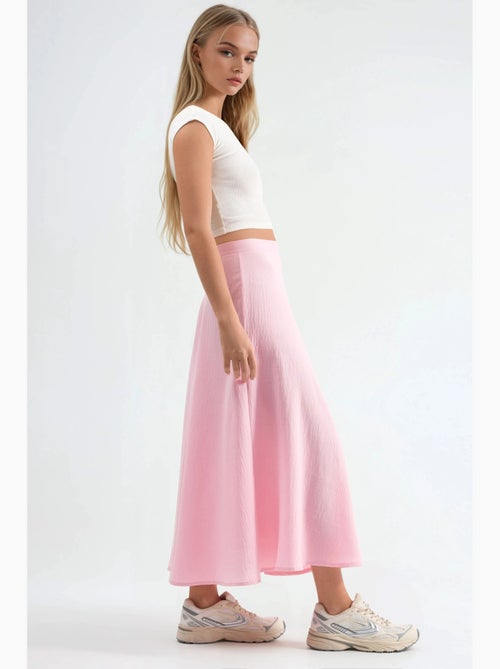 Maxi-rok met hoge taille en textuur in a-lijn busem - Kiabi
