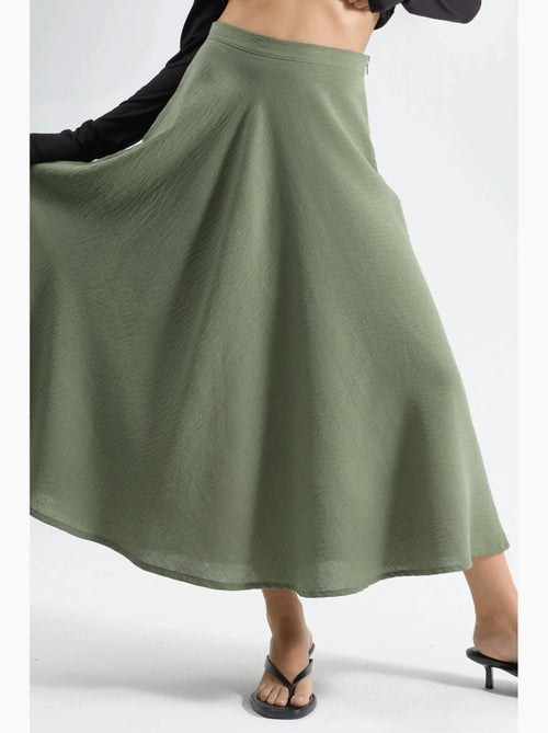 Maxi-rok met hoge taille en textuur in a-lijn busem - Kiabi
