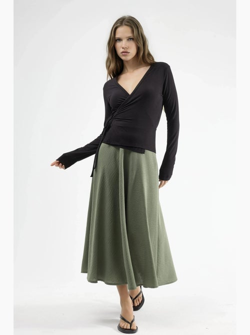 Maxi-rok met hoge taille en textuur in a-lijn busem - Kiabi