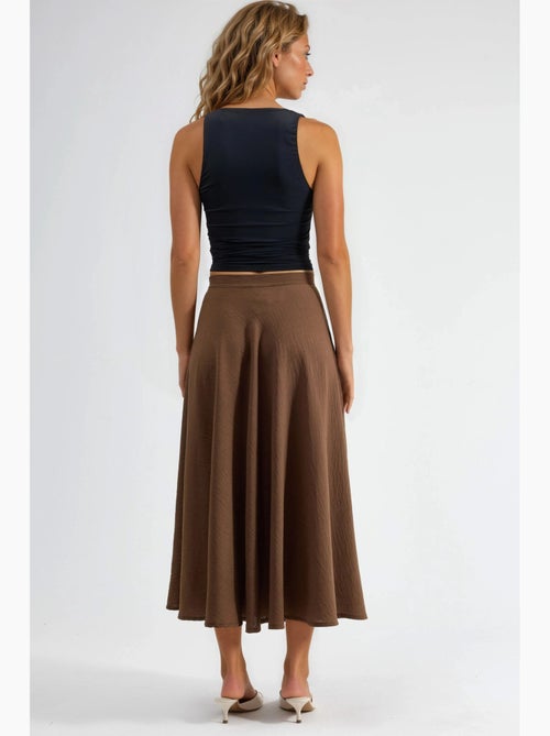 Maxi-rok met hoge taille en textuur in a-lijn busem - Kiabi