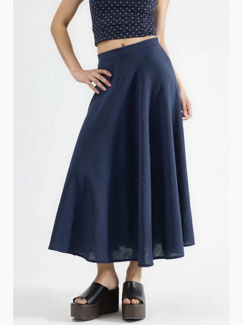 Maxi-rok met hoge taille en textuur in a-lijn busem - Kiabi