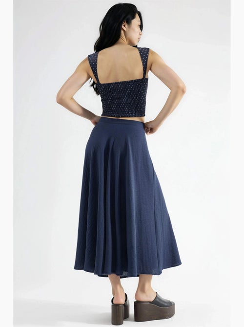 Maxi-rok met hoge taille en textuur in a-lijn busem - Kiabi