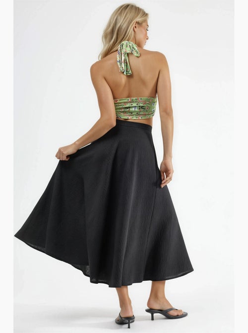 Maxi-rok met hoge taille en textuur in a-lijn busem - Kiabi
