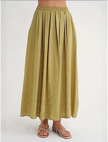 Maxi-rok met hoge taille en trekkoord in de taille mixray