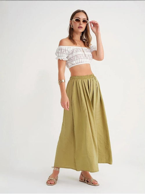 Maxi-rok met hoge taille en trekkoord in de taille mixray - Kiabi