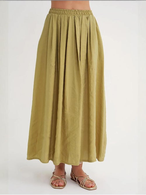 Maxi-rok met hoge taille en trekkoord in de taille mixray - Kiabi