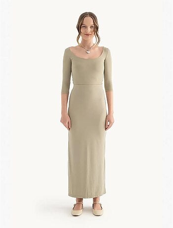 Maxi-rok met hoge taille en zijsplit