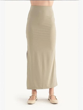 Maxi-rok met hoge taille en zijsplit