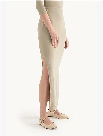 Maxi-rok met hoge taille en zijsplit