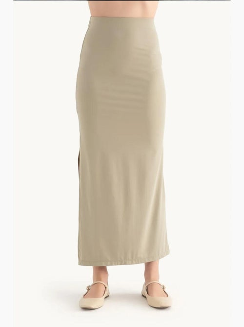Maxi-rok met hoge taille en zijsplit hiccup - Kiabi