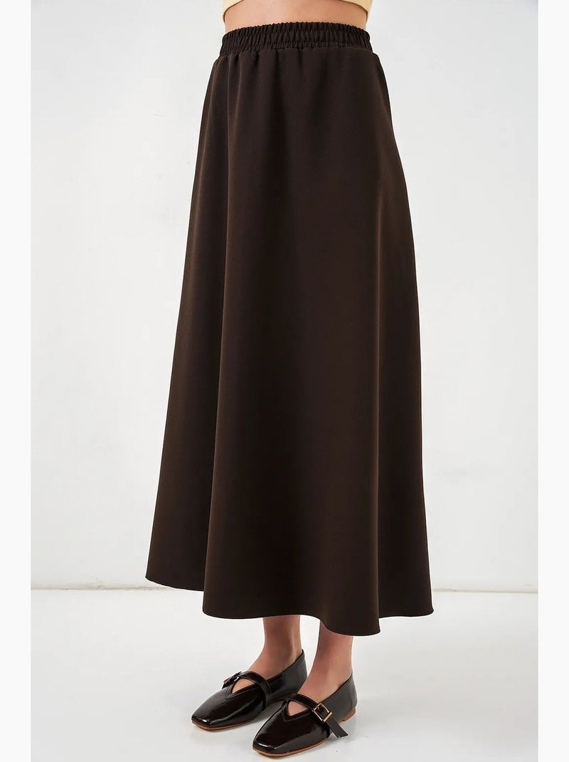Maxi-rok met hoge taille in a-lijn bdart Chocoladebruin - Kiabi